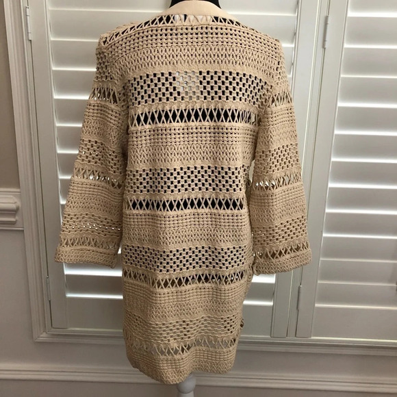 New Chicos Macrame Misty Open Cardigan Beige 1 Med - Picture 8 of 12